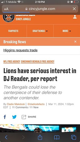 Lions have serious interest in Bengals’ DJ Reader NFL Rumors - Cincy Jungle