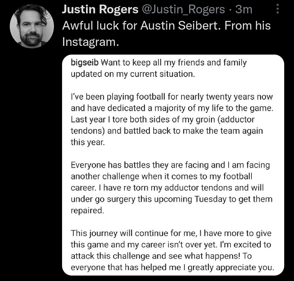 Austin Seibert having surgery--looks like out for the year - The Den