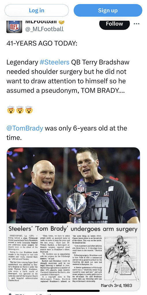 41 years ago Terry Bradshaw Tom Brady - The Den