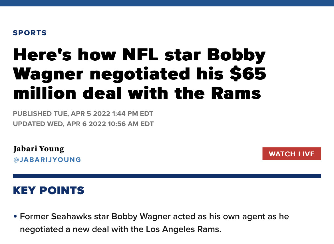 How NFL star Bobby Wagner negotiated his $65 million deal with the Rams