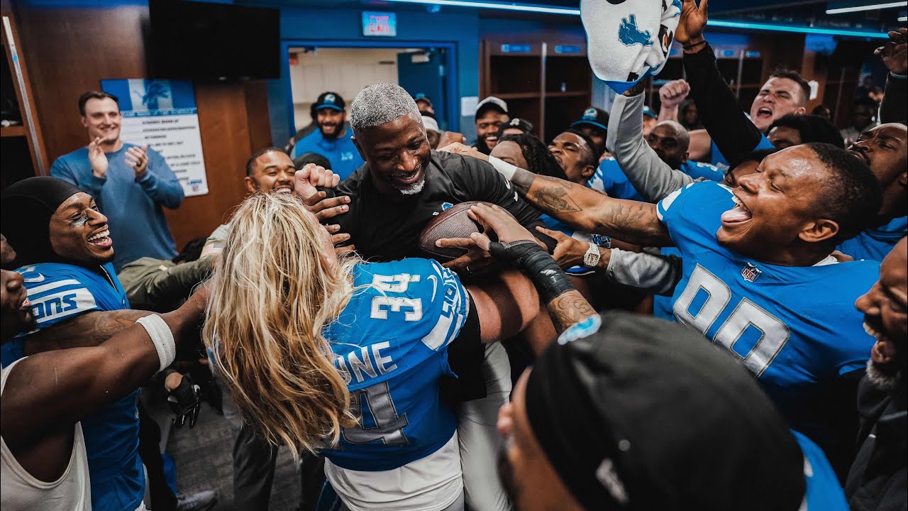 Lions locker room celebration - Detroit Lions — The Den - The Den